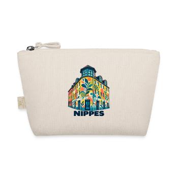 Nippes Eckhaus mit Schrift - Bio-Täschchen - Natur - Vorne