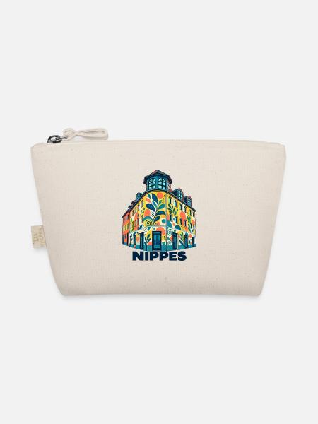 Nippes Eckhaus mit Schrift - Bio-Täschchen - Natur