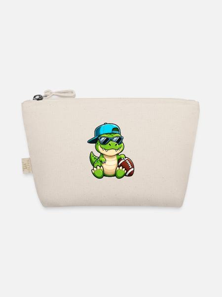 T Rex American Football Cool Cartoon - Bio-Täschchen - Natur
