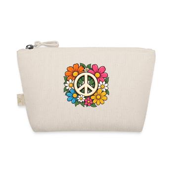 Peace Zeichen Blumen – Flower Power Hippie - Bio-Täschchen - Natur - Vorne