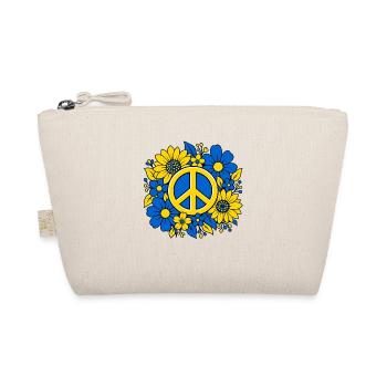 Ukraine Peace Zeichen mit Blumen Blau Gelb - Bio-Täschchen - Natur - Vorne