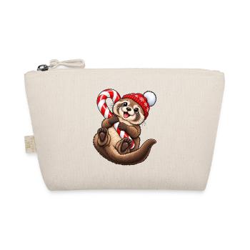 Süßer Otter mit Wintermütze & Zuckerstange - Bio-Täschchen - Natur - Vorne