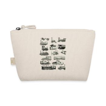 Vintage Dampflokzug – Lokomotivlinienkunst - Bio-Täschchen - Natur - Vorne