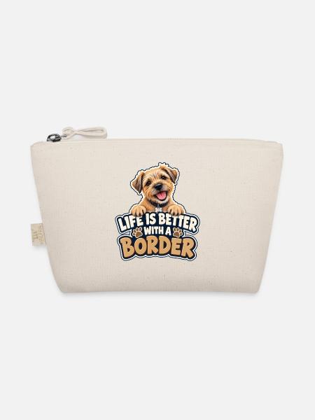 Das Leben ist besser mit einem Border – Border Terrier - Bio-Täschchen - Natur