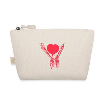Skelett Hände rotes Herz Liebe Gothic Romantik - Bio-Täschchen - Natur - Vorne