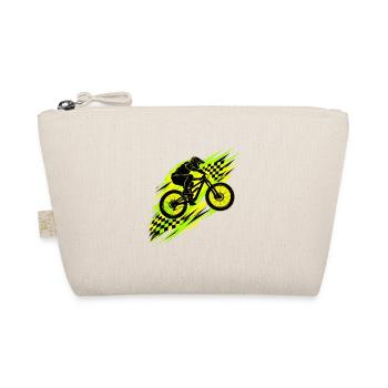 Mountainbike Downhill in Neongrün mit Rennflaggen - Bio-Täschchen - Natur - Vorne