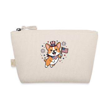 Niedlicher Corgi hält USA-Flagge Patriotische Hundesportarten - Bio-Täschchen - Natur - Vorne