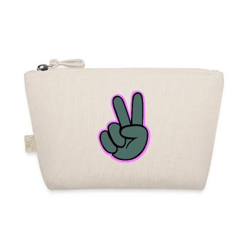 Peacezeichen Hand mit Pink Outline - Bio-Täschchen - Natur - Vorne