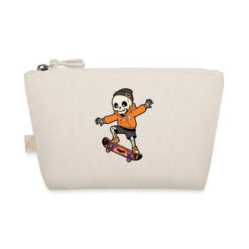 Kawaii Skeleton Skateboarding Halloween Streetwear - Bio-Täschchen - Natur - Vorne