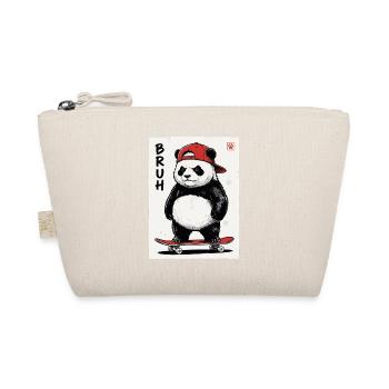 Panda Skate Bruh mit roter Cap - Bio-Täschchen - Natur - Vorne