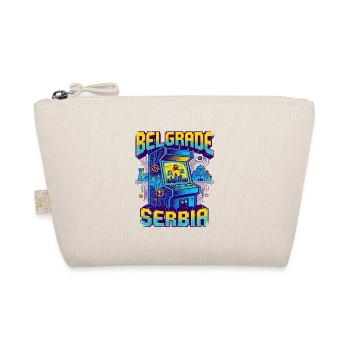 Retro Arcade Gamer Belgrade Serbia Skyline - Bio-Täschchen - Natur - Vorne