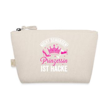 Prinzessin – Pinke Glitzer Krone mit High Heel - Bio-Täschchen - Natur - Vorne