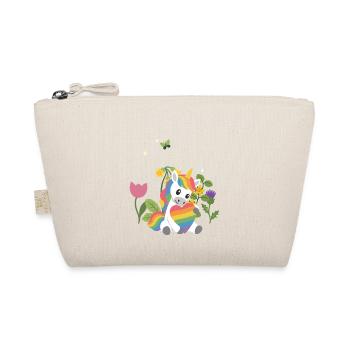 Einhorn Blumen Kinder fantasievoll Regenbogen - Bio-Täschchen - Natur - Vorne