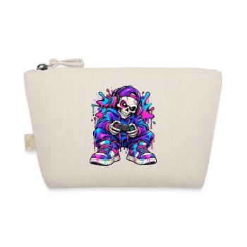 Neon-Graffiti-Gamer-Skelett – Gamer-Geschenk - Bio-Täschchen - Natur - Vorne