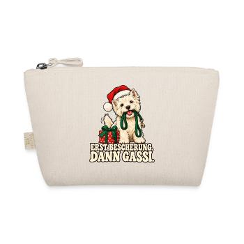 Weihnachtshund Erst Gassi - Bio-Täschchen - Natur - Vorne