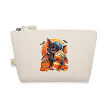 Halloween Fledermaus mit Kürbis-Kaffee - Bio-Täschchen - Natur - Vorne