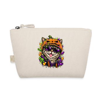 Halloween Katze mit Kürbiskopf - Bio-Täschchen - Natur - Vorne