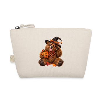 Herbst-Halloween-Bär mit Kürbissen - Bio-Täschchen - Natur - Vorne