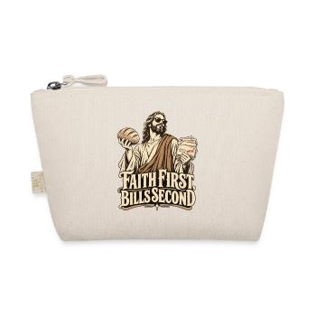 Lustiger Vater Christian Dad First Bills Second - Bio-Täschchen - Natur - Vorne