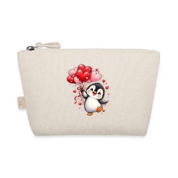 Pinguin Valentinstag Liebe Herzen Geschenk Süß - Bio-Täschchen - Natur - Vorne