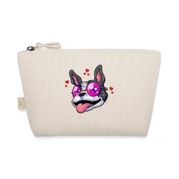 Boston Terrier Brille Humor - Bio-Täschchen - Natur - Vorne