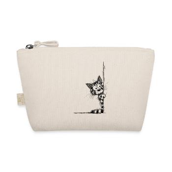 Getigerte Katze Sketch schaut um die Ecke - Bio-Täschchen - Natur - Vorne
