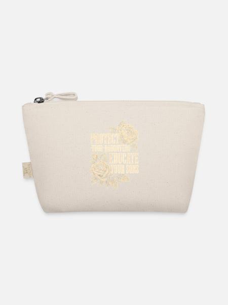 Protect Your Daughters Educate Your Sons Floral - Bio-Täschchen - Natur