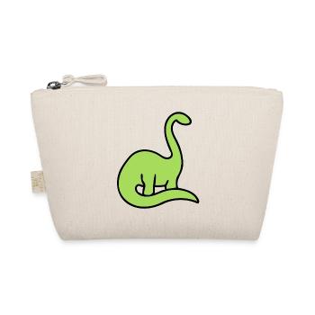 Lime Dino Silhouette auf Schwarz - Bio-Täschchen - Natur - Vorne