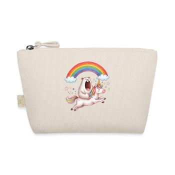 Schreiender Hamster reitet Einhorn Regenbogen - Bio-Täschchen - Natur - Vorne
