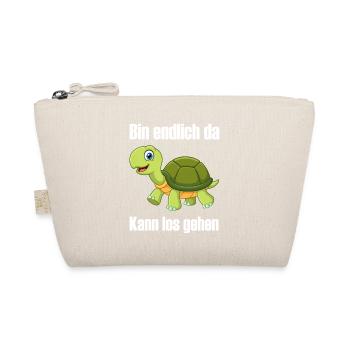 Bin endlich da kann los gehen lustige Schildkröte - Bio-Täschchen - Natur - Vorne