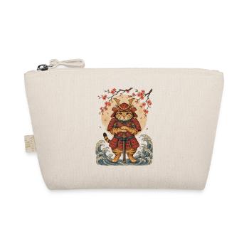 Samurai Katze mit Katana vor roter Sonne - Bio-Täschchen - Natur - Vorne