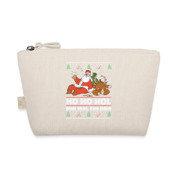 Ho Ho Hol – Weihnachtsmann und Rentier mit Bier - Bio-Täschchen - Natur - Vorne