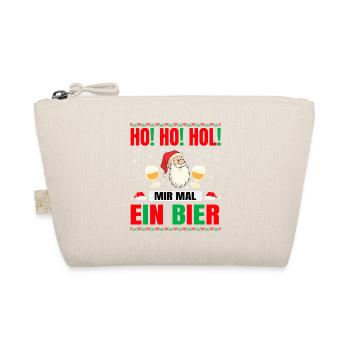 Ho! Ho! Hol! Weihnachtsmann mit zwei Biergläsern - Bio-Täschchen - Natur - Vorne