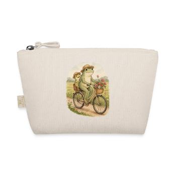 Frosch Papa und Sohn auf dem Fahrrad - Bio-Täschchen - Natur - Vorne