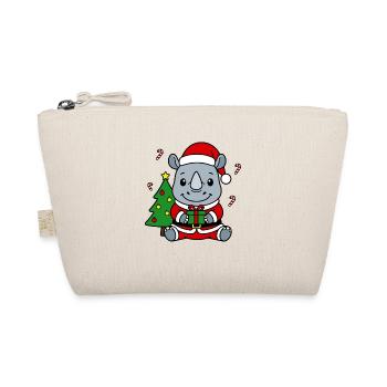 Niedlicher Weihnachts-Weihnachts-Weihnachtsbaum mit Nashorn-Weihnachtsgeschenk - Bio-Täschchen - Natur - Vorne