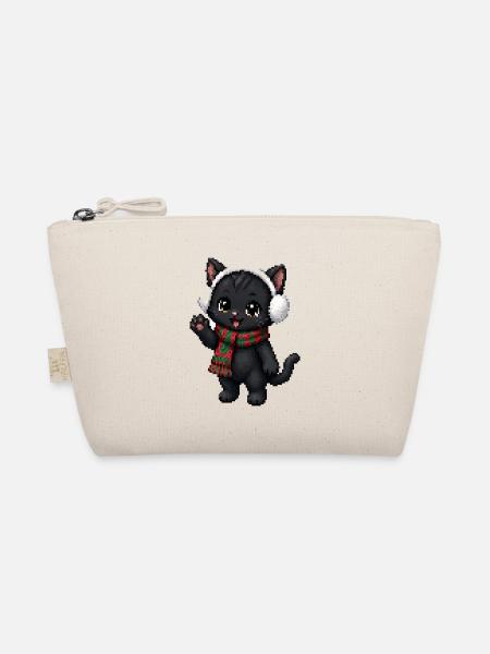 Black Cat Weihnachtsschal Pixel-Kunst - Bio-Täschchen - Natur