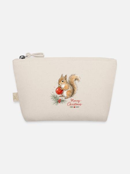 Weihnachtseichhörnchen mit Ornament - Bio-Täschchen - Natur