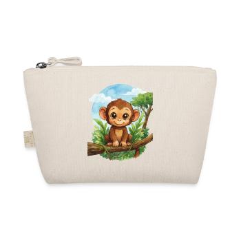Süßer Babyaffe im Dschungel – Aquarell - Bio-Täschchen - Natur - Vorne