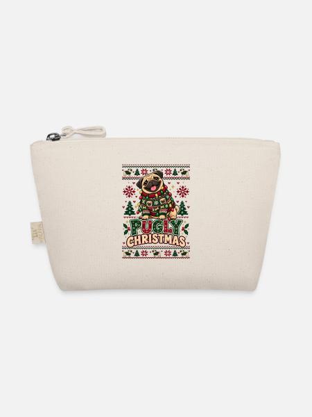 Pugly Christmas Cute Pug Design - Bio-Täschchen - Natur