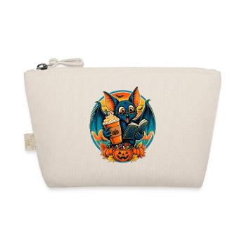 Halloween-Fledermaus mit Pumpkin-Spice-Latte - Bio-Täschchen - Natur - Vorne