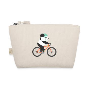 Panda Fährt Fahrrad Fahrradfahrer Geschenkidee - Bio-Täschchen - Natur - Vorne