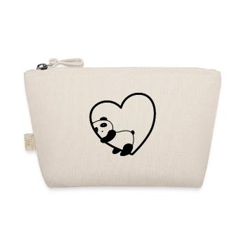 Panda Heart Love Vegan Bear Sweet Gift Valentine - Organic Pouch - nature - Front