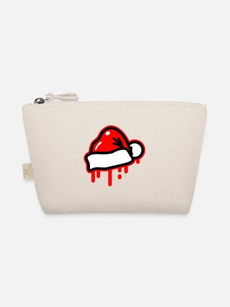 Christmas Christmas Hat Xmas Santa - Organic Pouch - nature - Front