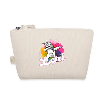 LORI - Beautiful name with dabbing unicorn - Organic Pouch - nature - Front