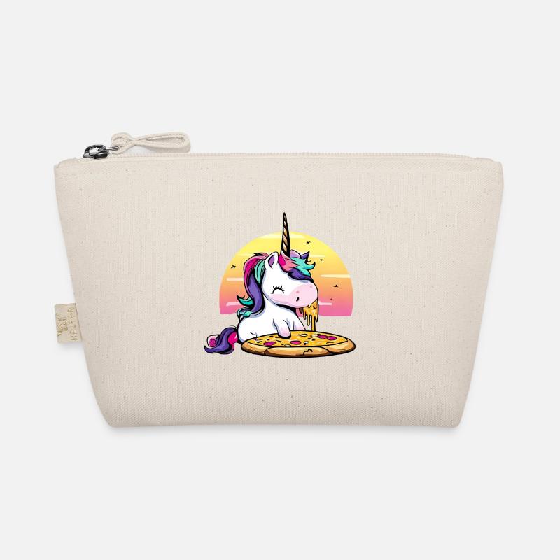 Einhorn isst Pizza im Sonnenuntergang - Bio-Täschchen - Natur
