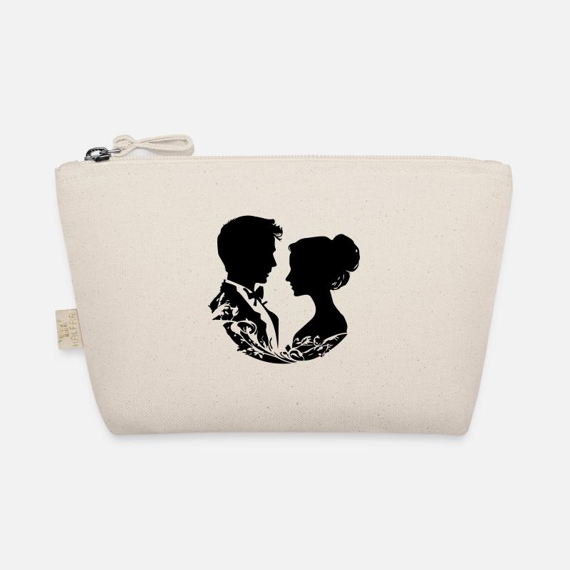 Ehepaar Hochzeit Silhouette Bio-Täschchen