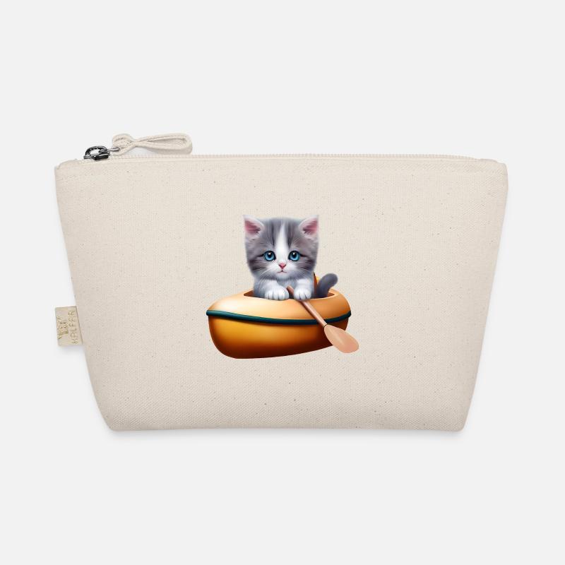 Cute cat in kayak Organic Pouch