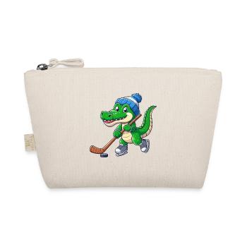 Krokodil-Eishockeyspieler - Lustiges Design - Bio-Täschchen - Natur - Vorne