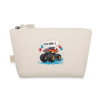 Monster Truck - Ich bin 5 - Einzigartiges Geschenk - Bio-Täschchen - Natur - Vorne