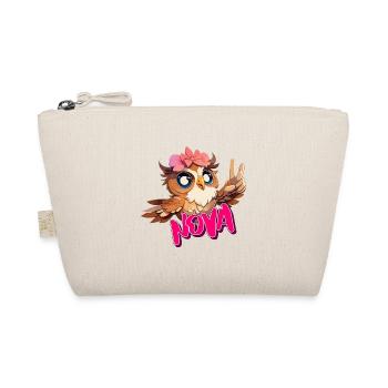 NOVA - Beautiful Girl Name with Cute OWL - Organic Pouch - nature - Front